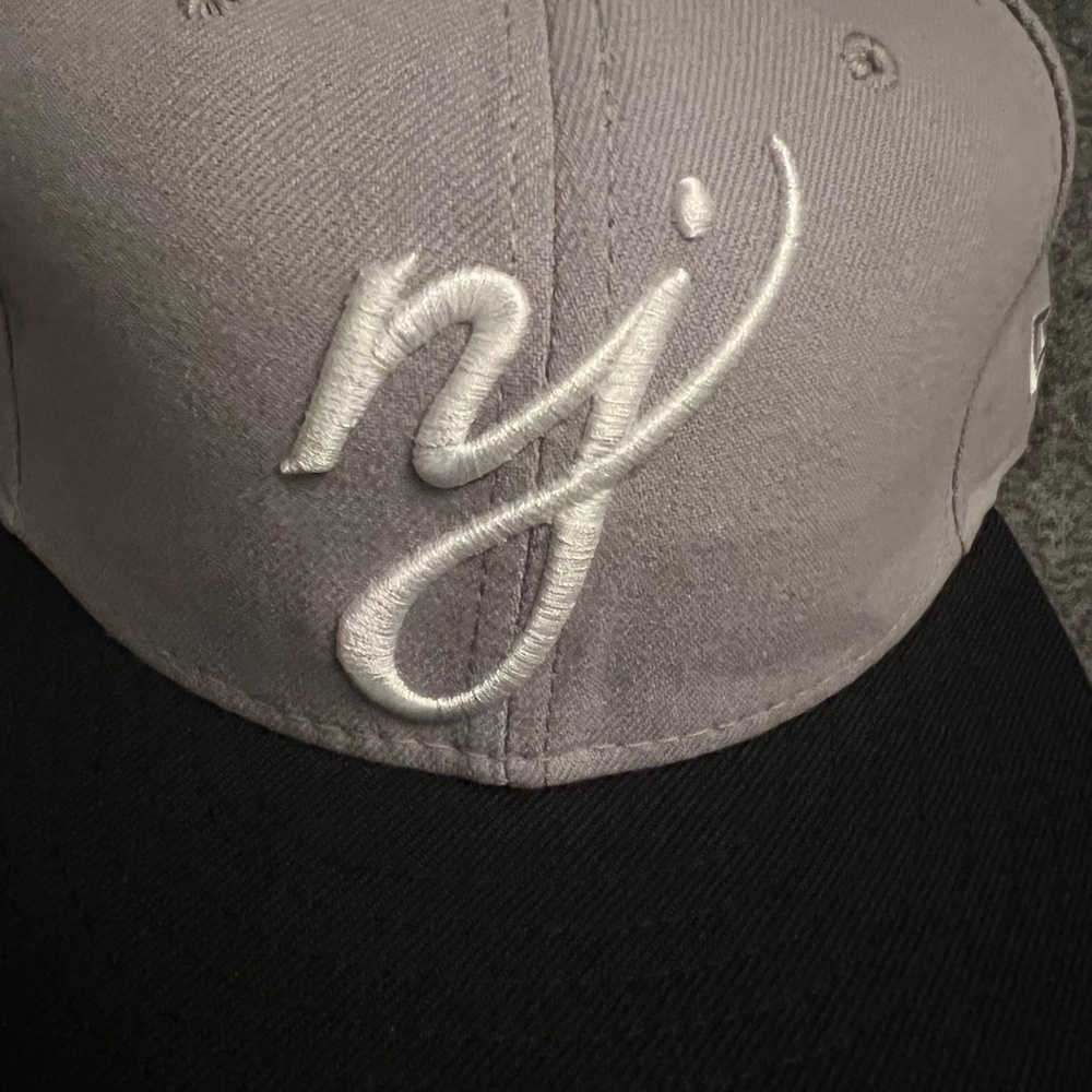NEW JERSEY New Era 59Fifty "NJ Script" Fitted Hat Grey - Picture 10 of 10
